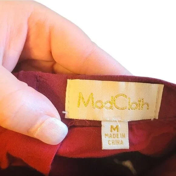 Modcloth Women's Maroon Cat Print Skirt Size M - Picture 3 of 6